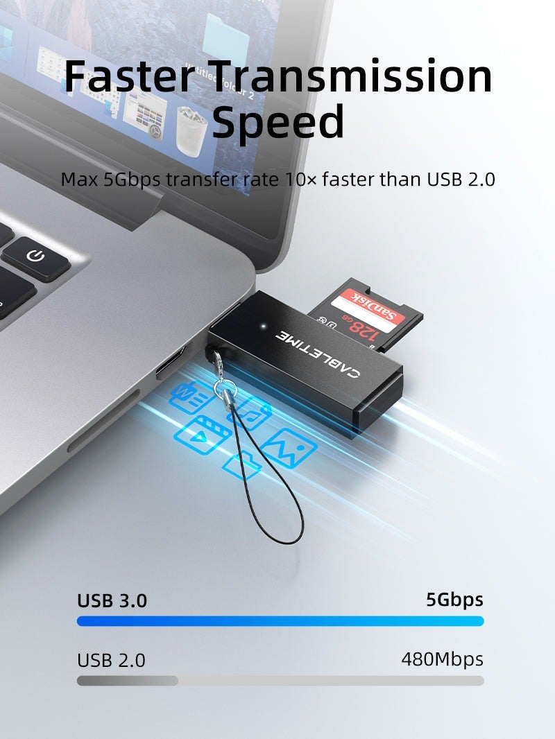 CABLETIME PORTABLE USB 3.0 A TO SD CARD READER - Image 3